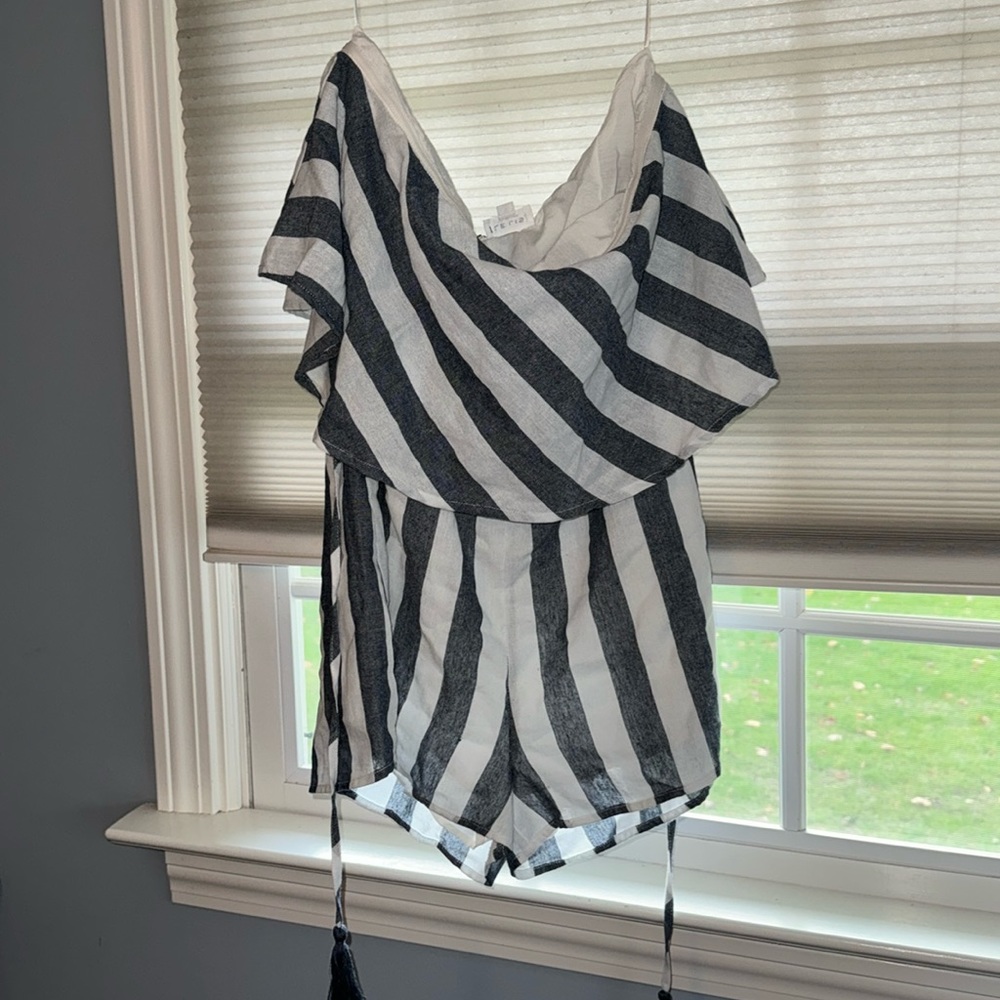 Navy striped romper
